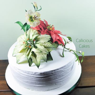 Green & red Poinsettia  - Cake by Calli Creations