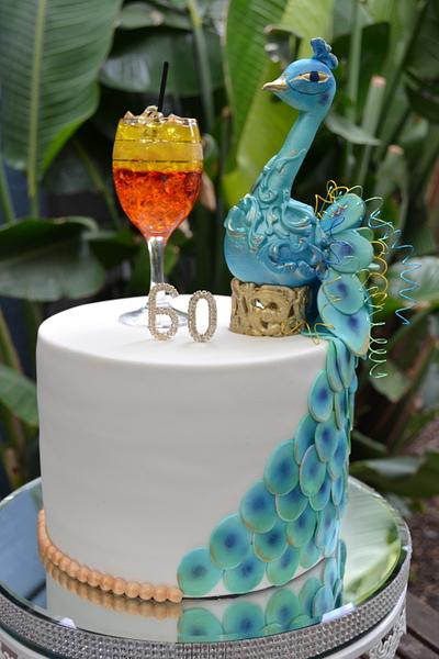 Mai Tai Sipping Peacock - Cake by Creative Cakes by Sharon