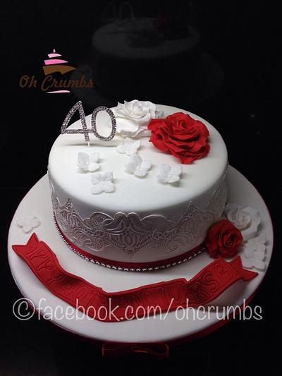 Ruby wedding cake lace - Cake by Oh Crumbs