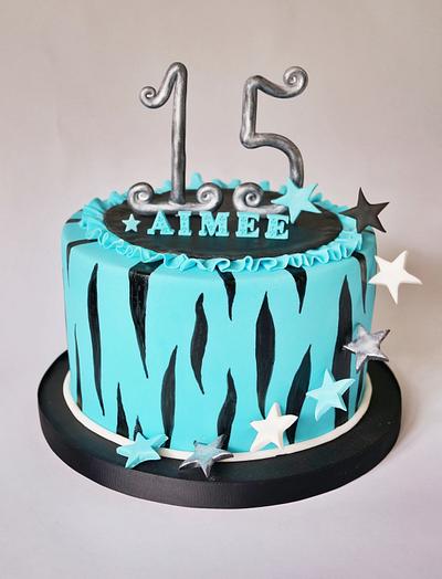 Turquoise Zebra Print - Cake by The Custom Cakery