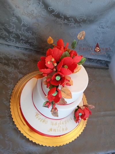 Birthday cake with wild poppies - Cake by Tortolandia