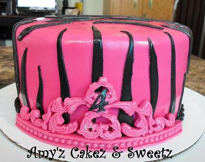 Hot Pink Zebra - Cake by Amy'z Cakez & Sweetz