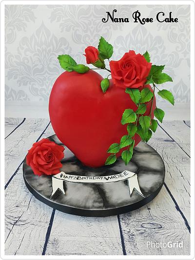 Red Heart with Rose  - Cake by Nana Rose Cake 