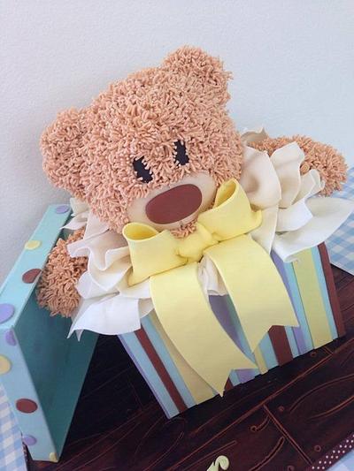 Teddy bear gift box cake - Cake by Iced Creations