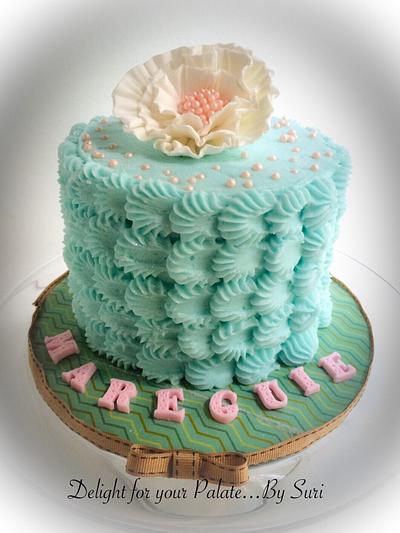 Delicate Cake- Teal & Rose - Cake by Delight for your Palate by Suri