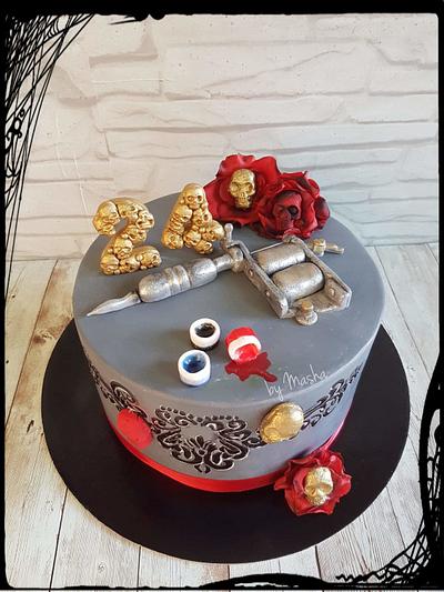Tattoo skull roses cake - Cake by Sweet cakes by Masha