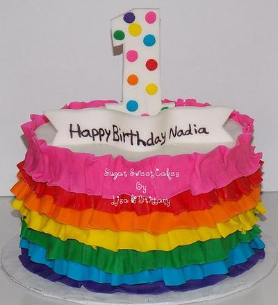 Rainbow Ruffle Smash Cake - Cake by Sugar Sweet Cakes