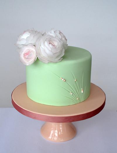 Mint green flower cake - Cake by Crumb Avenue
