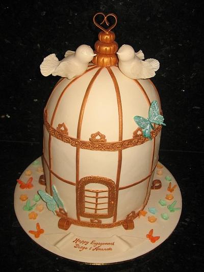 Bird cage engagement cake - Cake by Koulas Cake Creations