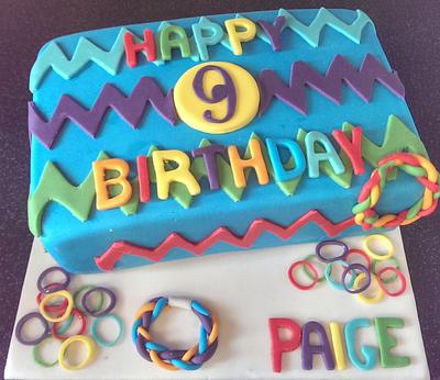 rainbow loom band cake - Cake by Tracycakescreations