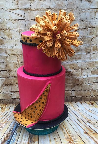 Leopard Print Zipper Reveal Looping Bow Cake. - Cake by Inspired Sweetness