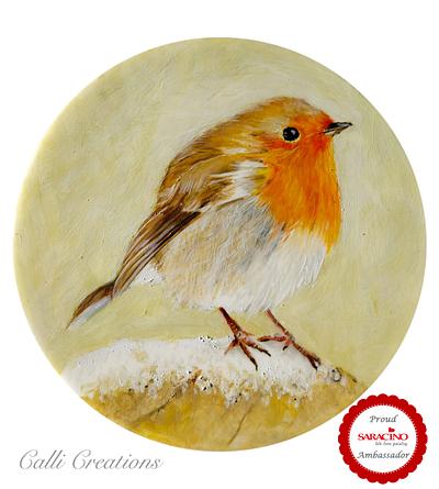 Christmas Robin - painting demo - Cake by Calli Creations