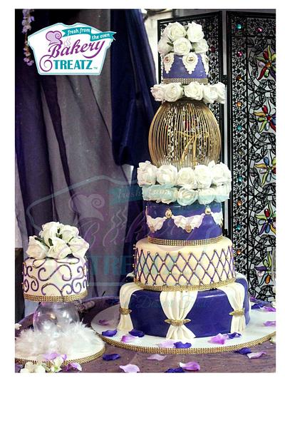 Vintage Purple and gold wedding cake - Cake by MsTreatz