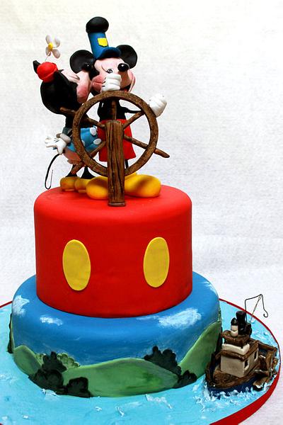 Mickey and Minnie and Steamboat Willie - Cake by Estrele Cakes 