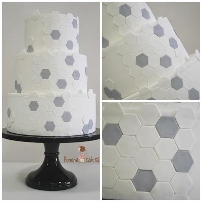 Hexagon wedding cake - Cake by Ponona Cakes - Elena Ballesteros