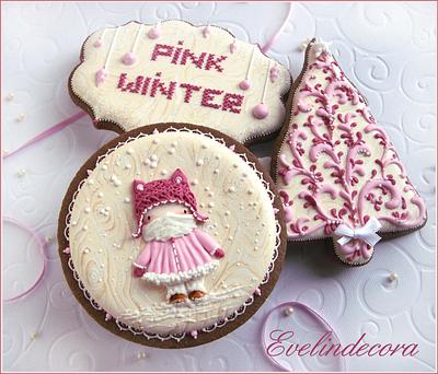 Pink Winter cookies - Cake by Evelindecora