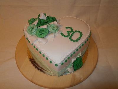 Green corpus cake. Chocolate filled with sour cherries and cherry jam. - Cake by Jannette