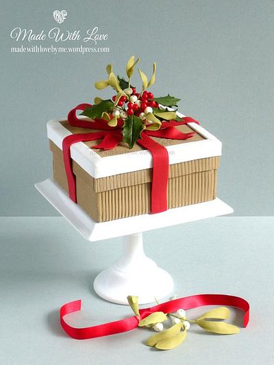Holly and Mistletoe Christmas Box Cake - Cake by Pamela McCaffrey