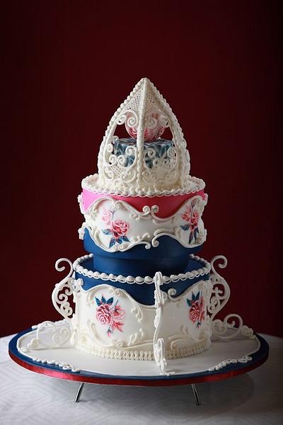 Ombre Navy-Pink Wedding Cake - Cake by ccmanveer