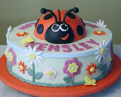 Ladybug and Flowers Birthday - Cake by Deb Miller