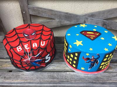 Spiderman  vs Superman  - Cake by Megi
