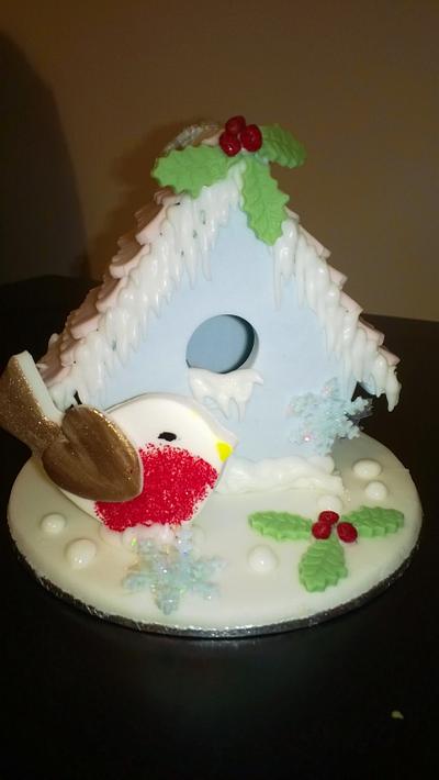 Christmas Bird House Topper - Cake by Combe Cakes