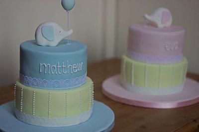 His and hers christening cakes - Cake by The Ivory Owl Cake Company