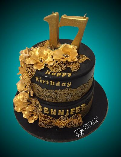 Black, gold and edible lace - Cake by Felis Toporascu