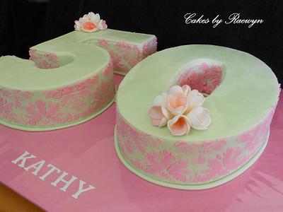 Impossible stencilling for Kathy's 50th Birthday - Cake by Raewyn Read Cake Design