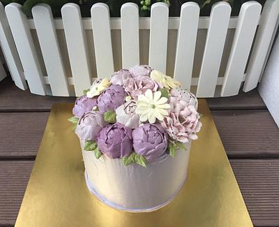 Blossom style Korean buttercream flower cake - Cake by R.W. Cakes