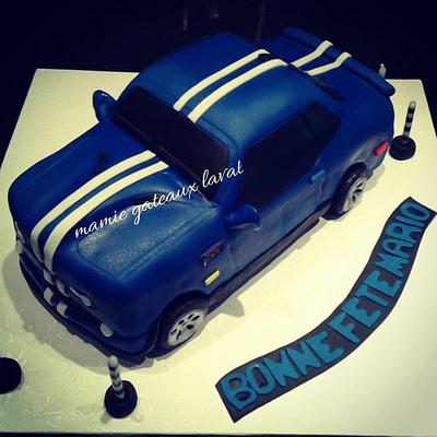 blue sport car  - Cake by Manon
