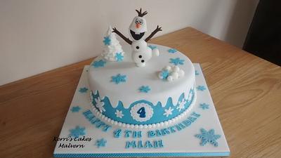 Frozen cake with handmade Olaf x - Cake by Kerri's Cakes