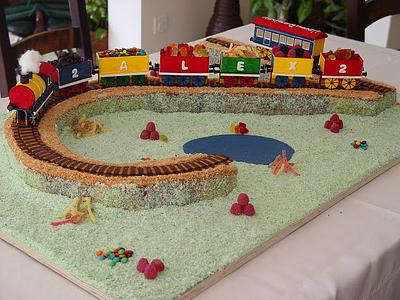 No. 2 cake with Train and Track - Cake by Nadia Zucchelli