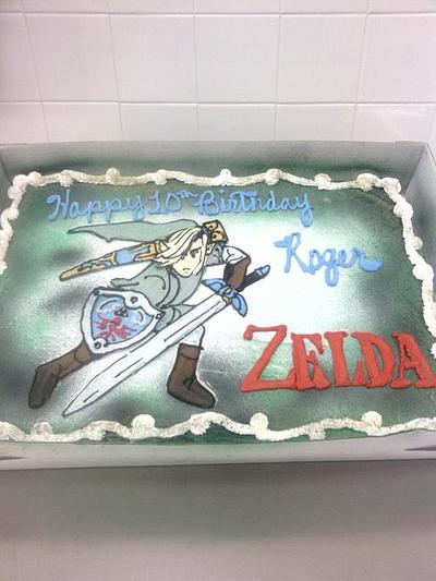 Zelda, drawn free-hand with bettercreme icing - Cake by Tracy Buttermore