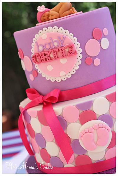 Pink polka dot baby shower - Cake by Hot Mama's Cakes