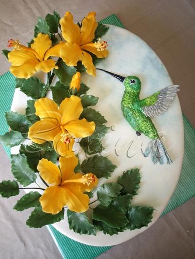 hibiscus and hummingbird - Cake by boxina