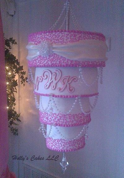 Crystal & Pink Chandelier - Cake by Holly Bowers