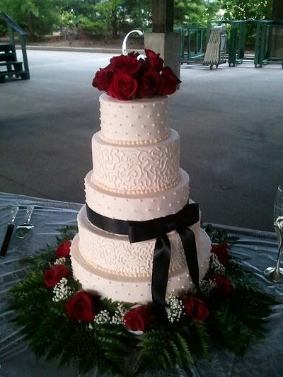 elegant rose wedding - Cake by Kim Dickerson