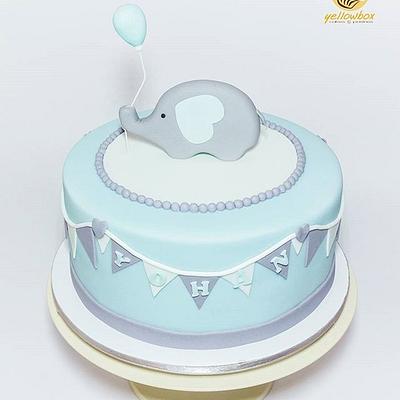 Elephant Christening Themed Cake - Cake by Yellow Box - Cakes & Pastries