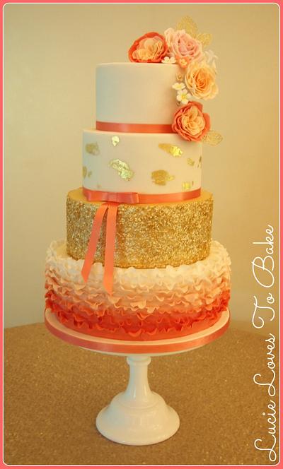 Coral Keely Wedding Cake - Cake by LucieLovesToBake