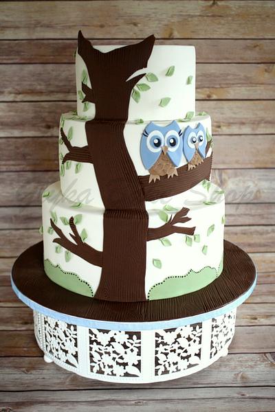 Owl Baby Shower - Cake by GlykaBakeShop