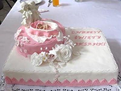 pink & white christening - Cake by Wanda