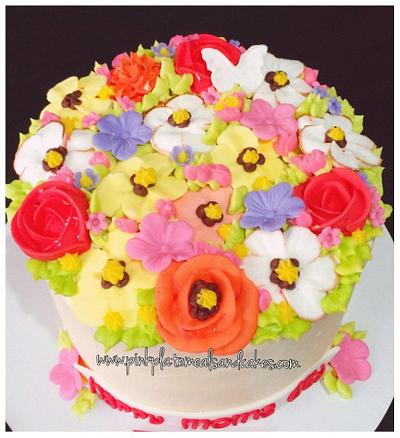 Mothers' day 2016 floral buttercream cake - Cake by Pink Plate Meals and Cakes
