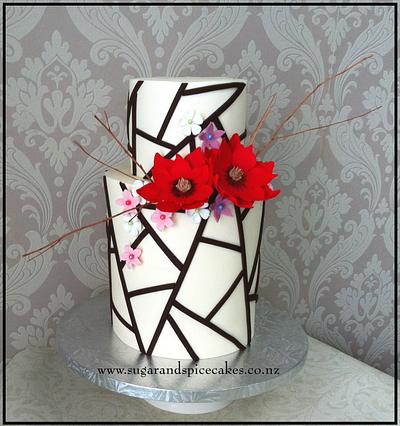 Geometric Asymmetric Wedding Cake  - Cake by Mel_SugarandSpiceCakes
