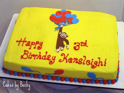 Curious George Balloon Birthday - Cake by Becky Pendergraft