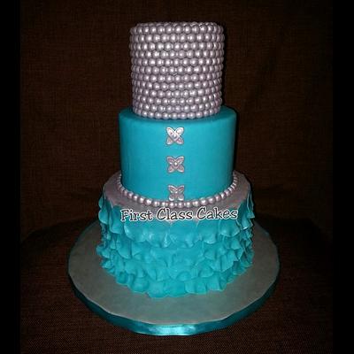 Tiffany Blue & Silver cake - Cake by First Class Cakes