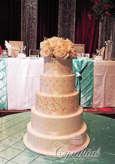 White hand painted wedding cake - Cake by Cynthia Jones