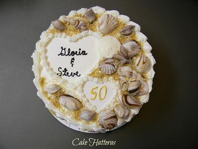 50th Wedding Anniversary at the Beach - Cake by Donna Tokazowski- Cake Hatteras, Martinsburg WV