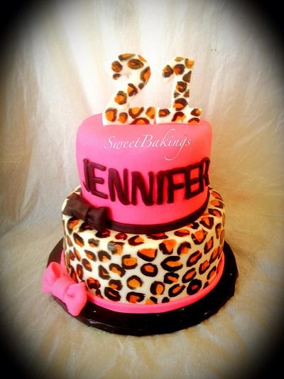 Pink cheetah print  - Cake by Priscilla 