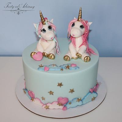 unicorns cake for sisters - Cake by Adriana12